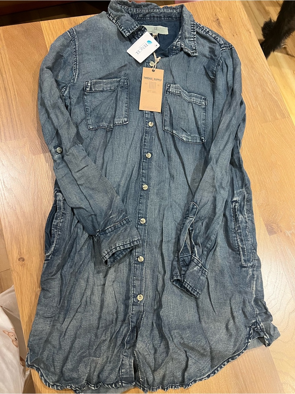 Thread & Supply Washed Denim Shirt Dress in Blue